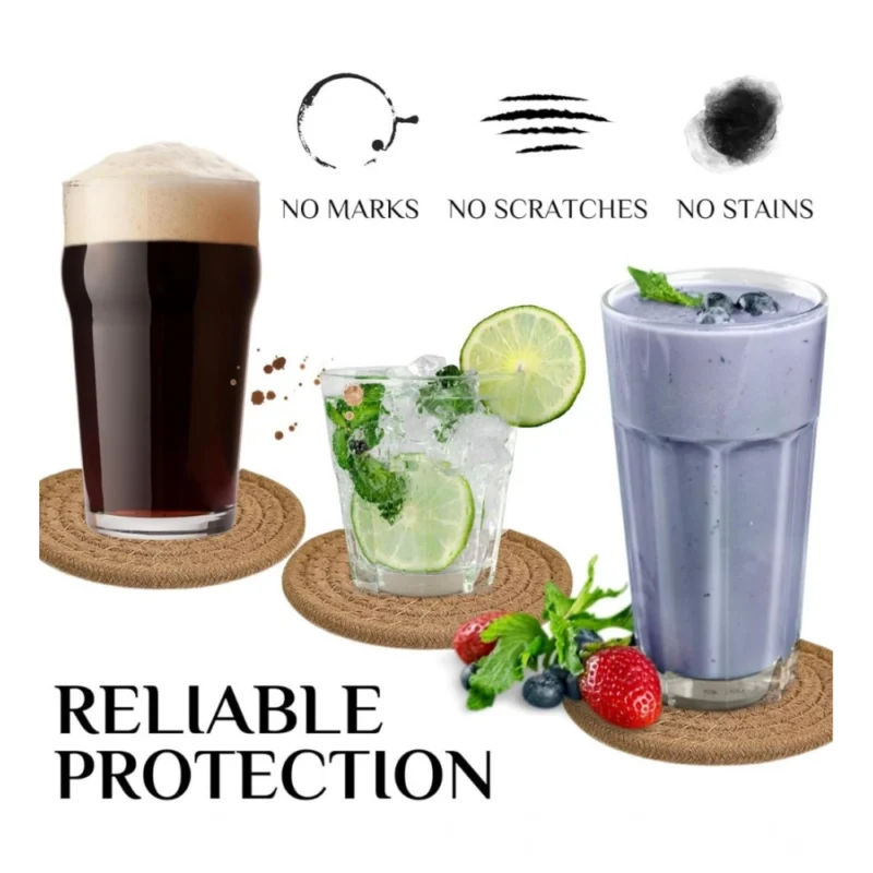 Alternative view of Cotton Rope Drink Coasters 4 Pcs Set (Beige)