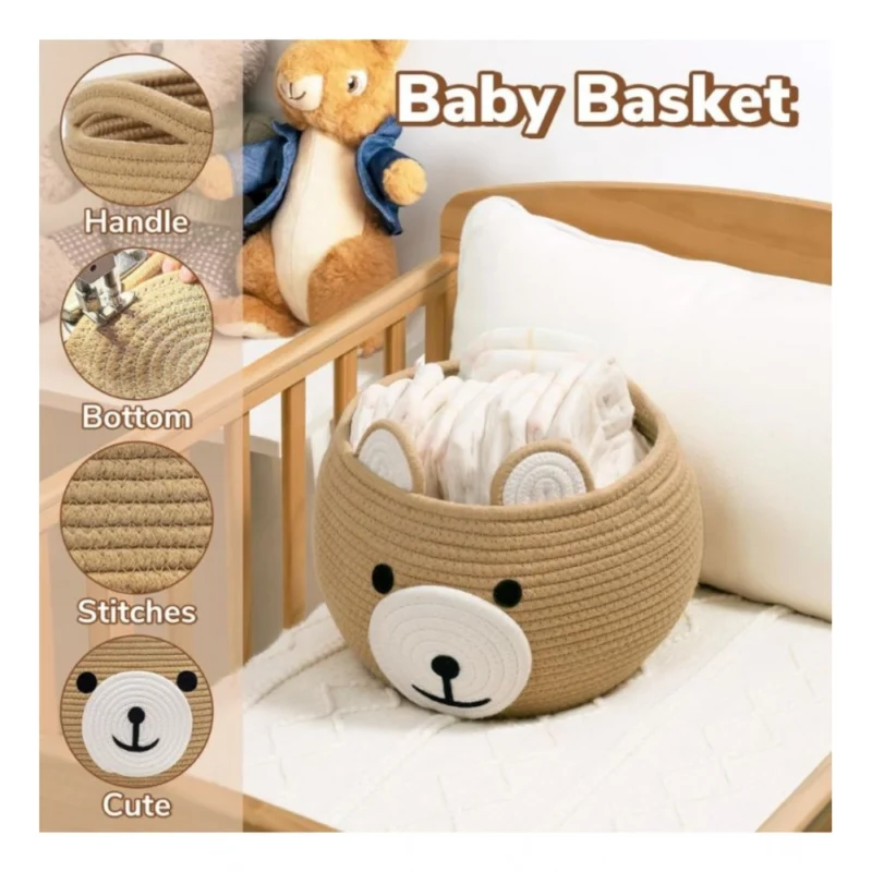 Alternative view of Cotton Bear Shaped Storage Baskets Pack of 1 (Beige)