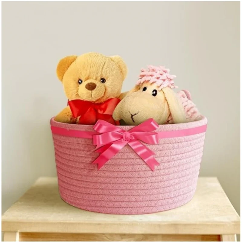 Alternative view of Cotton Plain Cat Basket 9x5 Inch Pack of 1 (Pink)