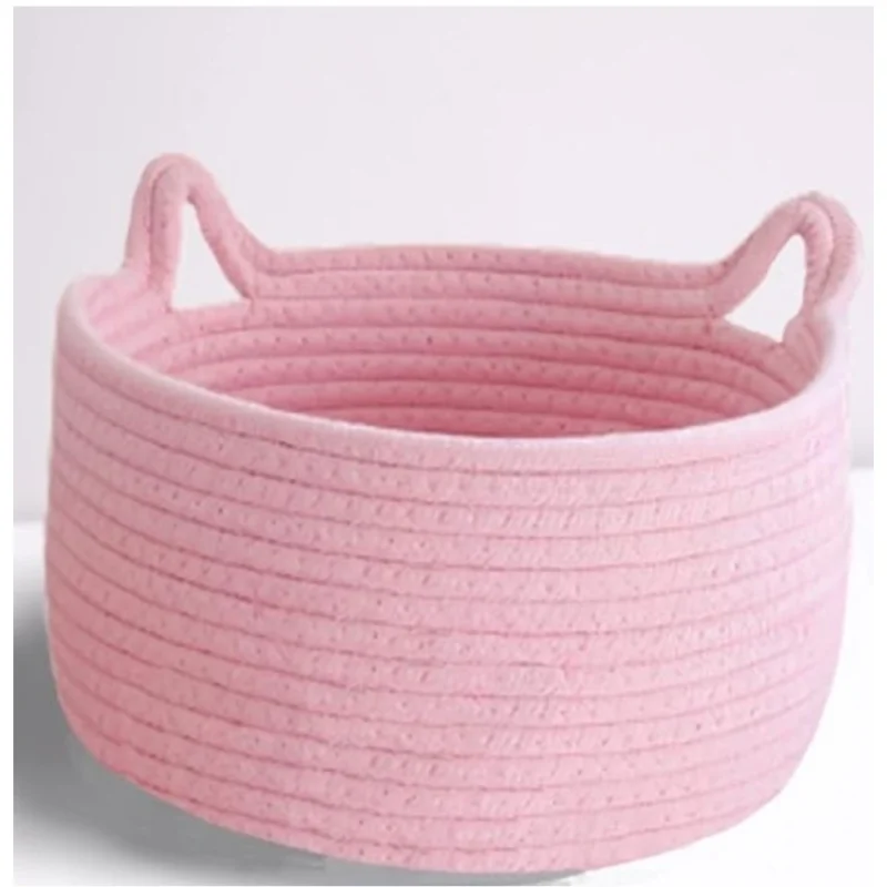 Cotton Plain Cat Basket 9x5 Inch Pack of 1 (Pink)