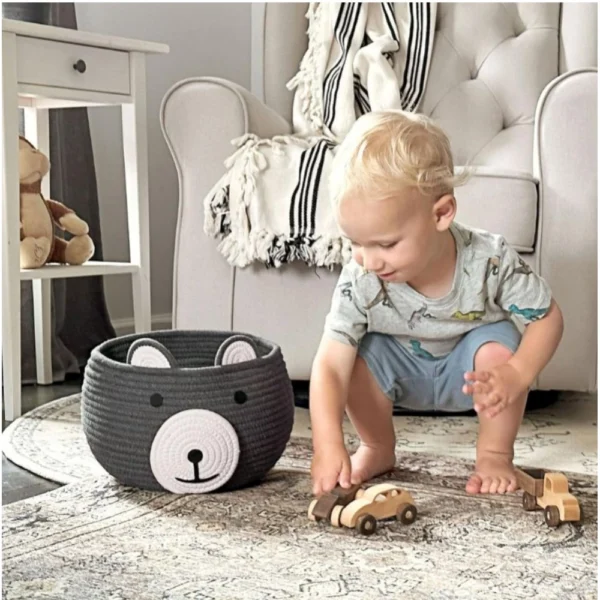 Cotton Bear Shaped Storage Baskets Pack of 1 (Grey) - Image 3