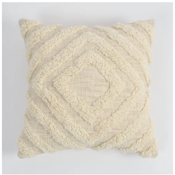 Cotton Tufted Cushion Pillow Cover 16x16 Inch Pack of 2 (Off White) - Image 3