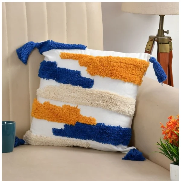 Cotton Tufted Cushion Pillow Cover 16x16 Inch Pack of 2 (CutSatal) - Image 4