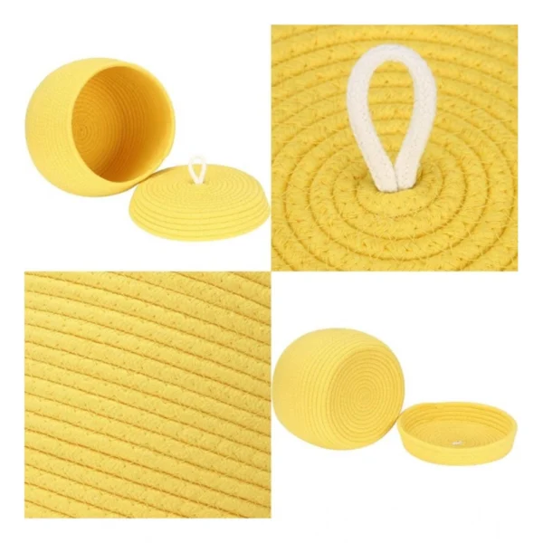 Cotton Bear Shaped Storage Matka Basket With Lid Pack of 1 (Yellow) - Image 2