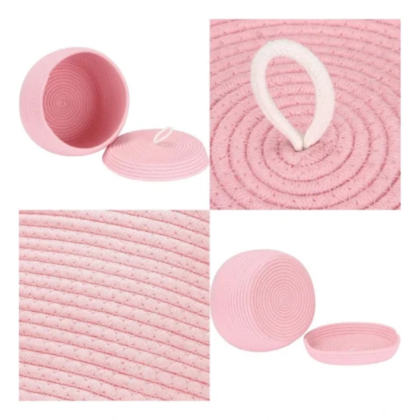 Cotton Bear Shaped Storage Matka Basket With Lid Pack of 1 (Pink) - Image 2