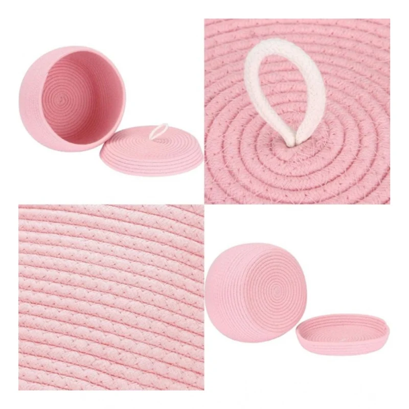 Alternative view of Cotton Bear Shaped Storage Matka Basket With Lid Pack of 1 (Pink)