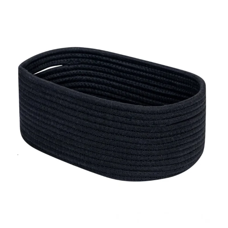 Cotton Oval Storage Rope Woven Baskets Pack of 1 (Black)