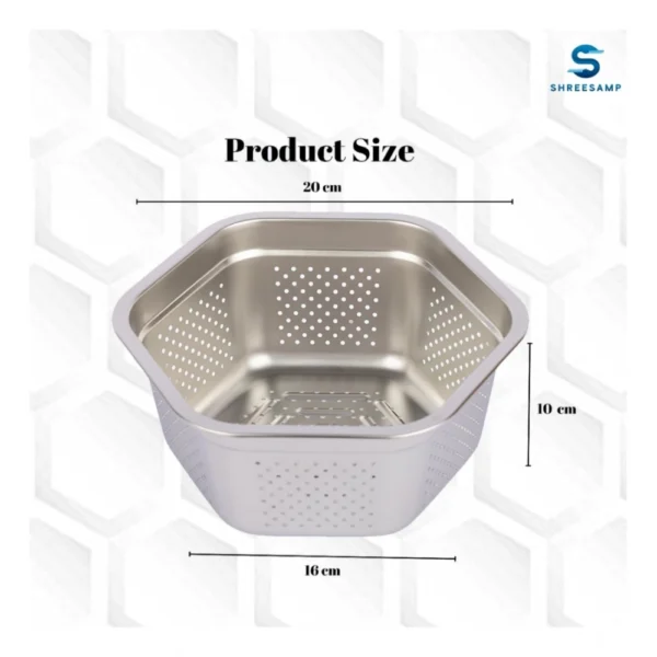 Steel Washing Stainless Steel Colander Basin (Silver) - Image 3