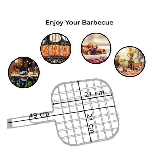 Steel Grill Portable Stainless Steel With Handle Square (Black) - Image 3