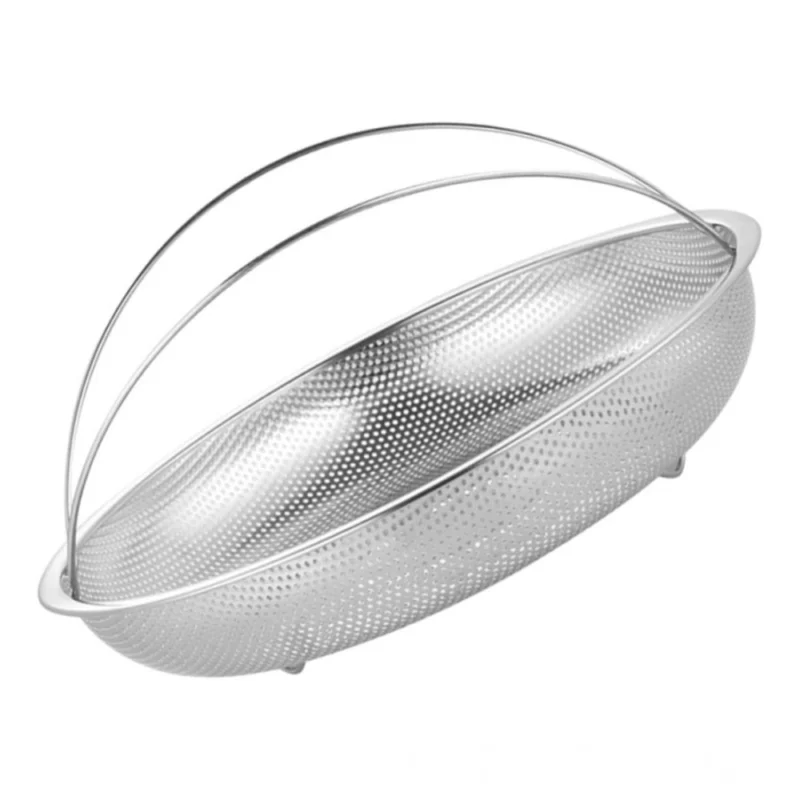 Steel Basket Plate Household Food Steamer Stainless Steel Handle (Silver)
