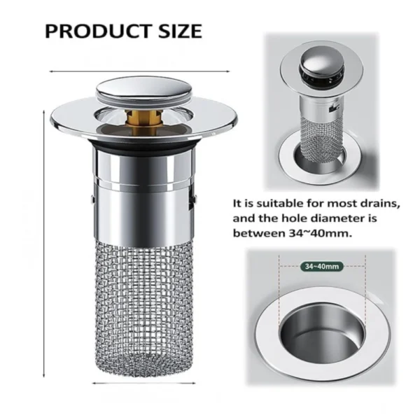 Steel Drain Filter Pop-Up Sink (Silver) - Image 3