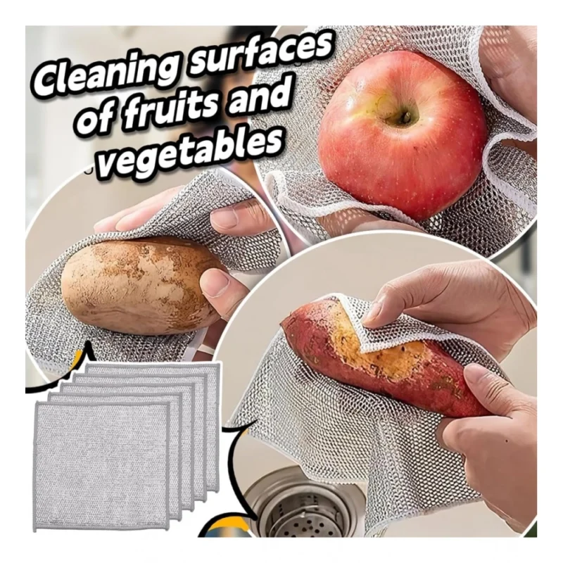 Alternative view of 12Pcs Cotton Dishwashing Rag Wire Soft Scrubs (Silver)