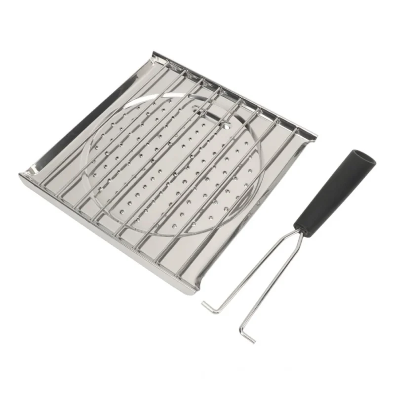 Steel Toaster White Foldable Stainless Steel Grilling Pan (Silver)