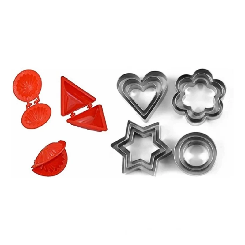 Steel & Plastic 12 Pcs Cookie Cutter with Different Shape (Multicolor)