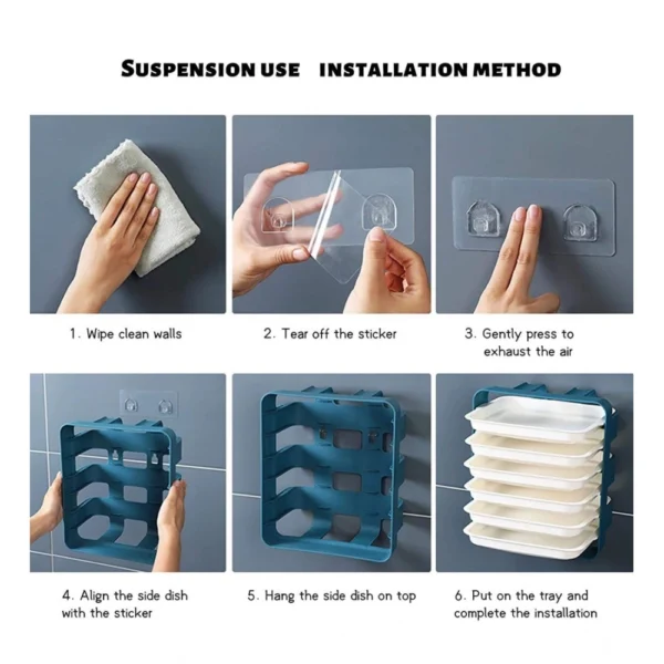 Plastic 6 Layer Kitchen Rack Stand (Blue) - Image 2