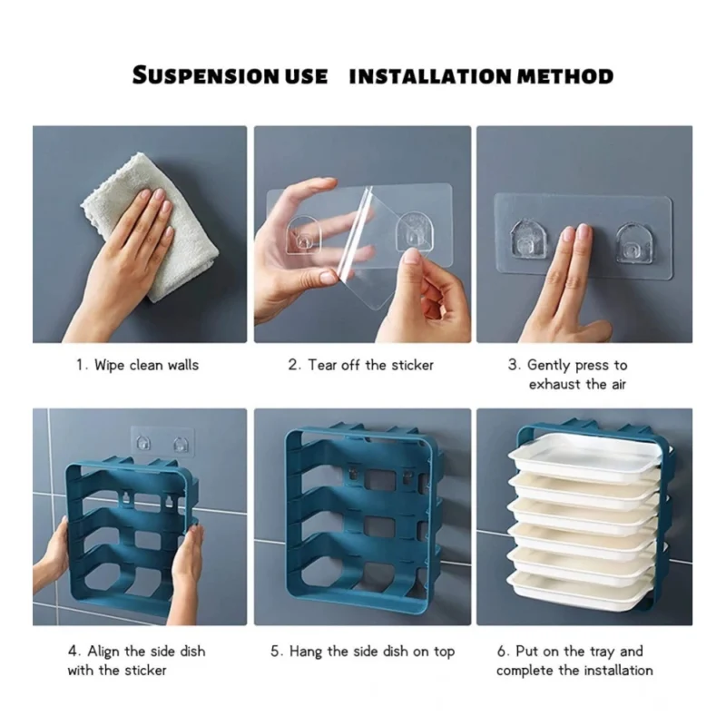 Alternative view of Plastic 6 Layer Kitchen Rack Stand (Blue)