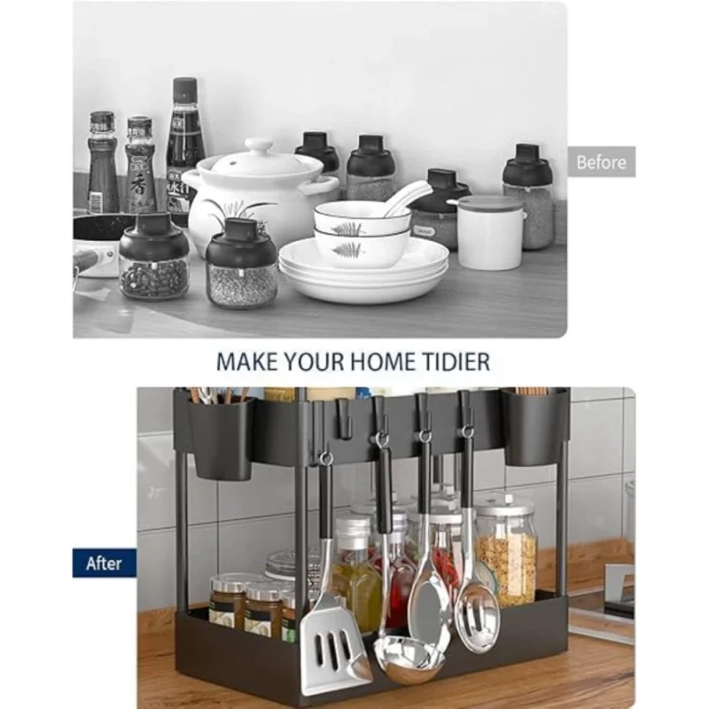 Alternative view of Plastic Tier Under Sink Organizer (Black)