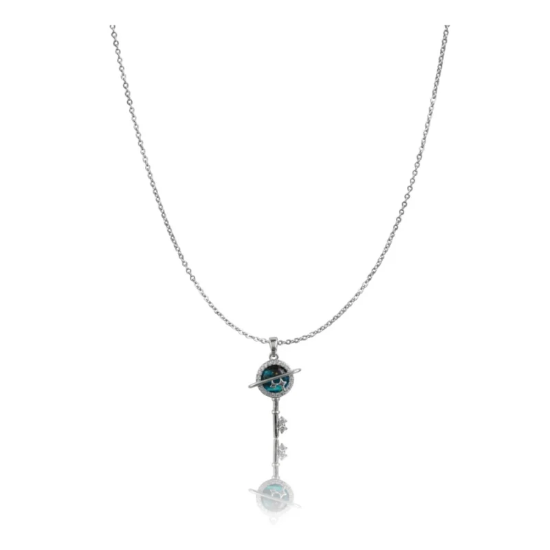 Women's Stainless Steel Key Design Delicate Chain (Silver Plated)