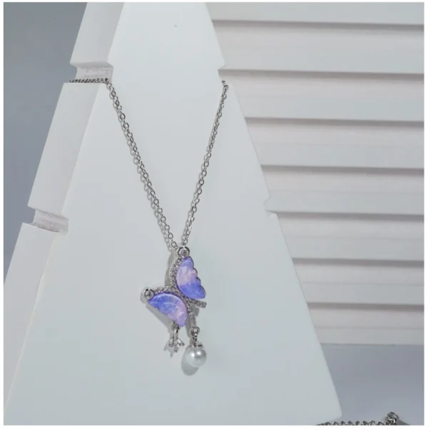 Women's Stainless Steel Butterfly Dailywear Pendent Delicate Chain (Silver Plated) - Image 3