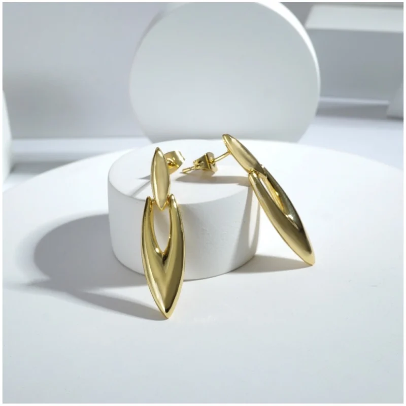 Alternative view of Women's brassNew Gold Tone Polish Mini Office Earrings (Gold Plated)