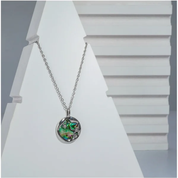 Women's Stainless Steel Galaxy Pendent Delicate Chain (Silver Plated) - Image 3