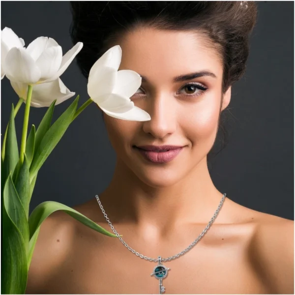 Women's Stainless Steel Key Design Delicate Chain (Silver Plated) - Image 2