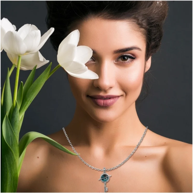 Alternative view of Women's Stainless Steel Key Design Delicate Chain (Silver Plated)