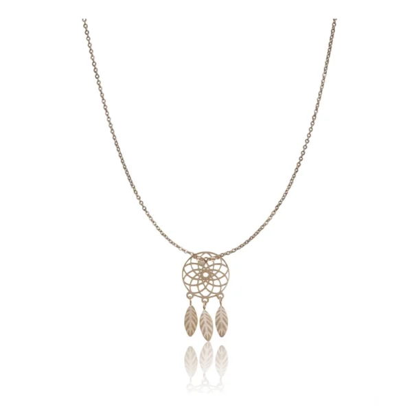 Women's Stainless Steel Dream Catcher Pendent Delicate Chain (Gold Plated)