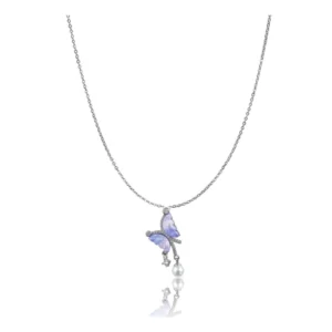 Women's Stainless Steel Butterfly Dailywear Pendent Delicate Chain (Silver Plated)