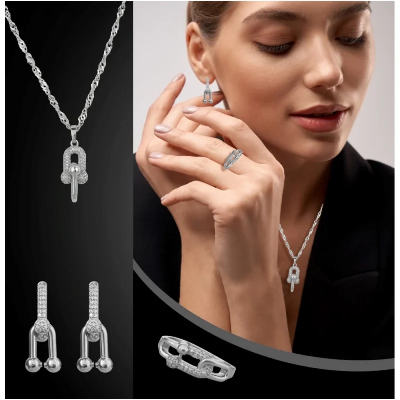 Alternative view of Women's Stainless Steel Unique Design Silverpolish Combo Jewelry (Silver Plated)