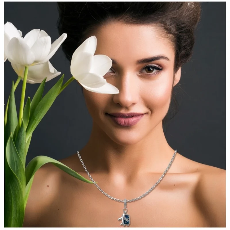 Alternative view of Women's Stainless Steel Airplane Design Pendent Delicate Chain (Silver Plated)