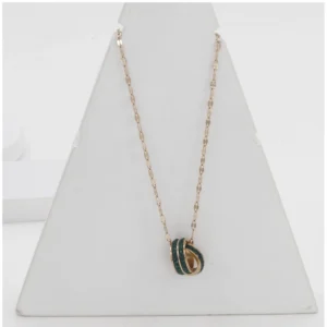 Women's Stainless Steel Green Ring Pendent Delicate Chain (Gold Plated)