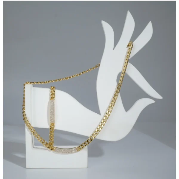Women's Stainless Steel Gold Polish Polish Hand Bracelet And Necklace (Gold Plated) - Image 3