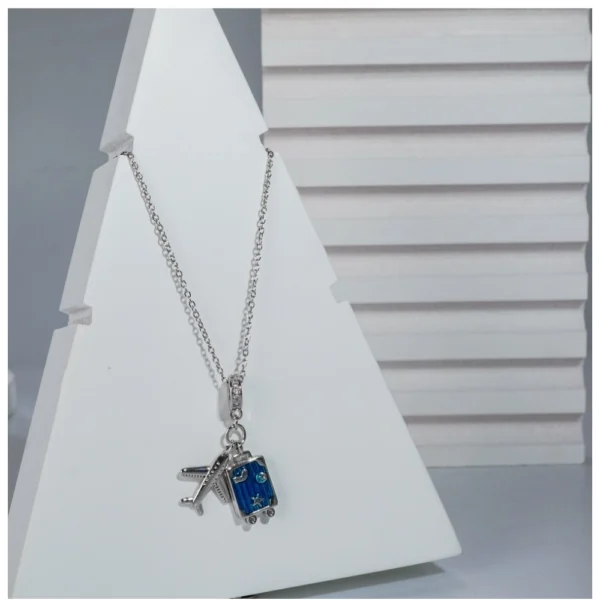 Women's Stainless Steel Airplane Design Pendent Delicate Chain (Silver Plated) - Image 3