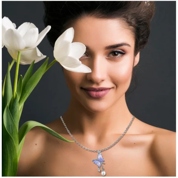 Women's Stainless Steel Butterfly Dailywear Pendent Delicate Chain (Silver Plated) - Image 2
