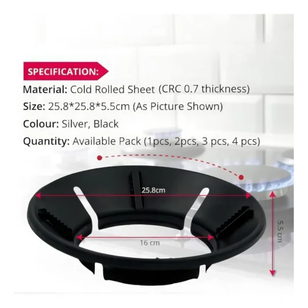 Metal Gas Saver Burner Stand Pack of 1 (Black) - Image 3