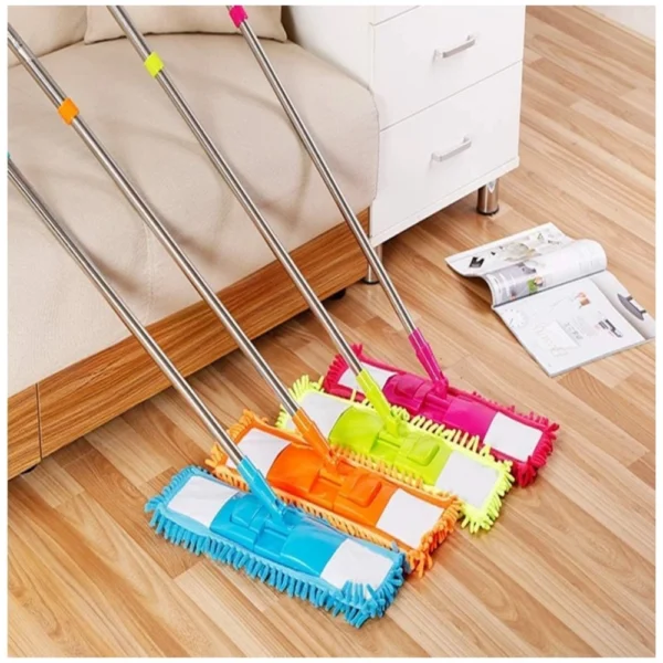 Aluminium rod and Microfiber duster Microfiber Wet and Dry Cleaning Flat Mop with Telescopic Long Handle (Multicolor)