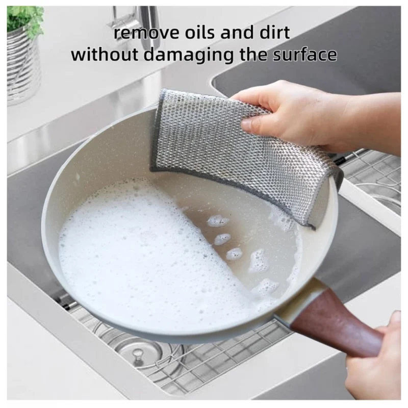 Polyester Two Layer Non Scratch Dish Wash Cloth Pack of 10 (Multicolor) - Image 3
