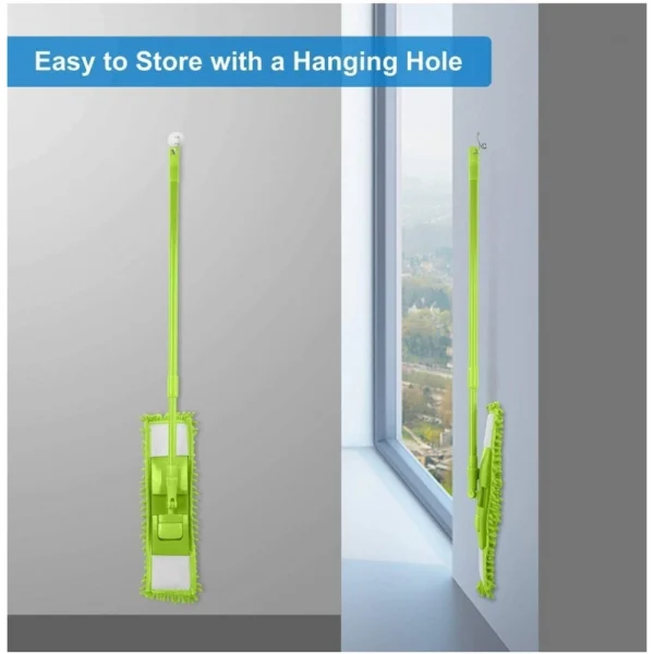 Aluminium rod and Microfiber duster Microfiber Wet and Dry Cleaning Flat Mop with Telescopic Long Handle (Multicolor) - Image 2