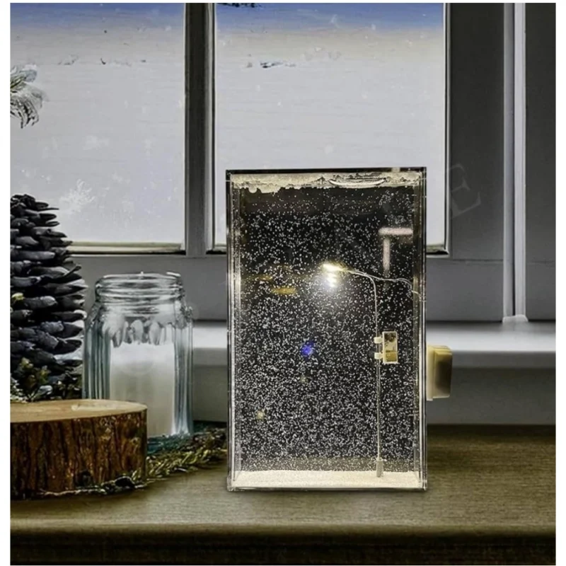 Alternative view of Wood Snowfall Lamp with Street Light Snow lamp (Transparent)