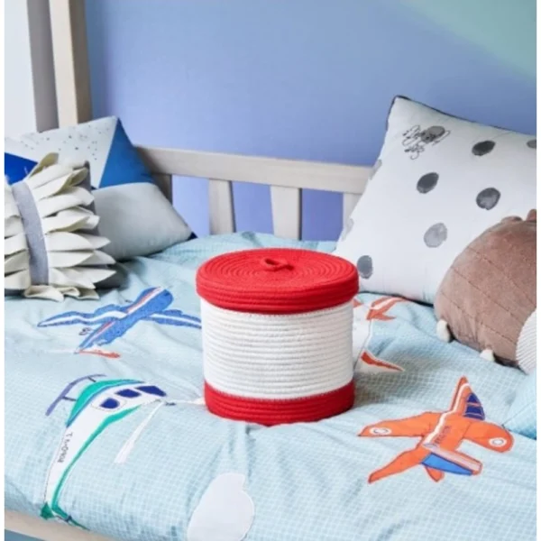 Cotton Basket Pack of 1 Storage Basket For Clothes (Red) - Image 2