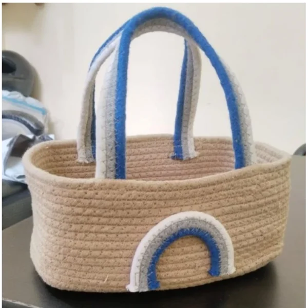 Cotton Rainbow Basket Pack of 1 Storage Basket For Clothes (Multicolor) - Image 3