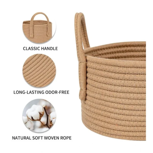 Cotton Basket Inch Pack of 1 Storage Basket For Clothes (Beige) - Image 3