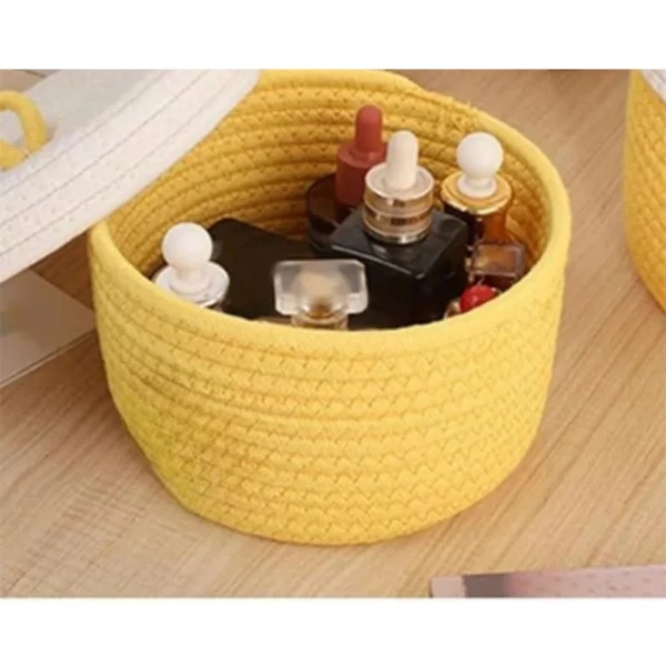 Cotton Box White Lid Inch Pack of 1 Storage Basket For Clothes (Yellow) - Image 2