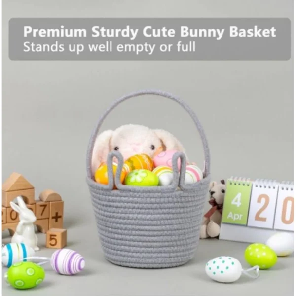 Cotton Toy Bucket Pack of 1 Storage Basket For Clothes (Grey) - Image 3