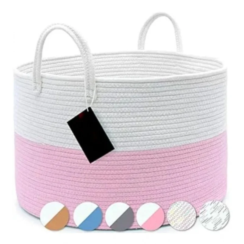 Cotton Laundry Basket Pack of 1 Storage Basket For Clothes (Pink)