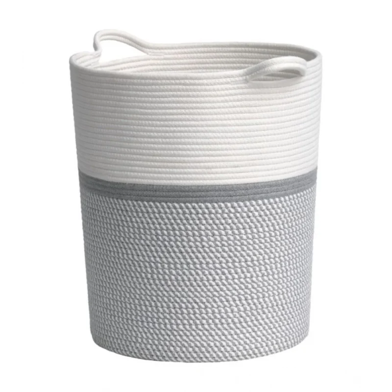 Cotton Laundry Basket Pack of 1 Storage Basket For Clothes (Grey)