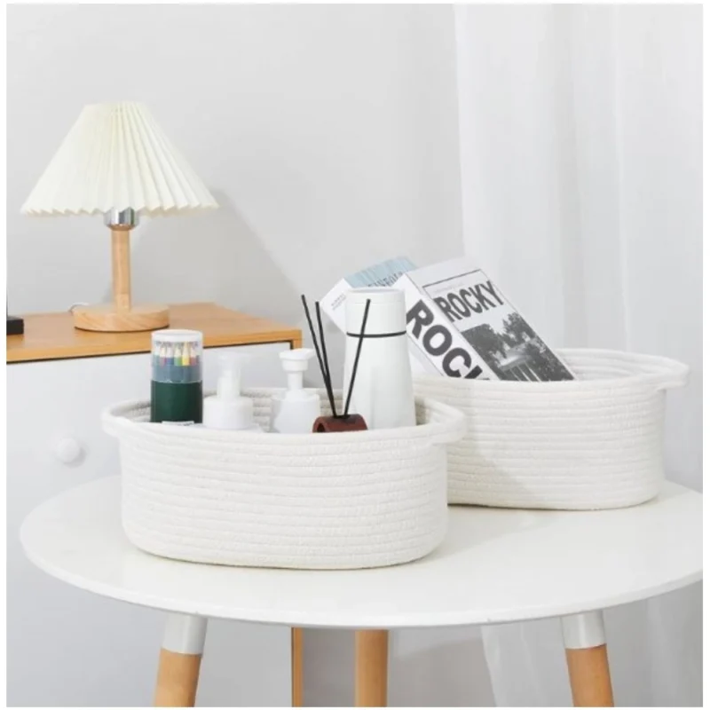 Alternative view of Cotton Pcs Oval Basket  Storage Basket For Clothes (White)