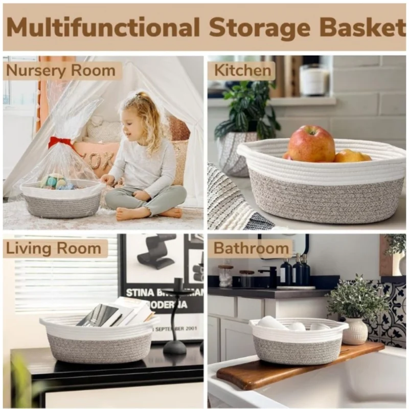 Alternative view of Cotton Baby Gift Basket Inch Pack of 1 Storage Basket For Clothes (White)