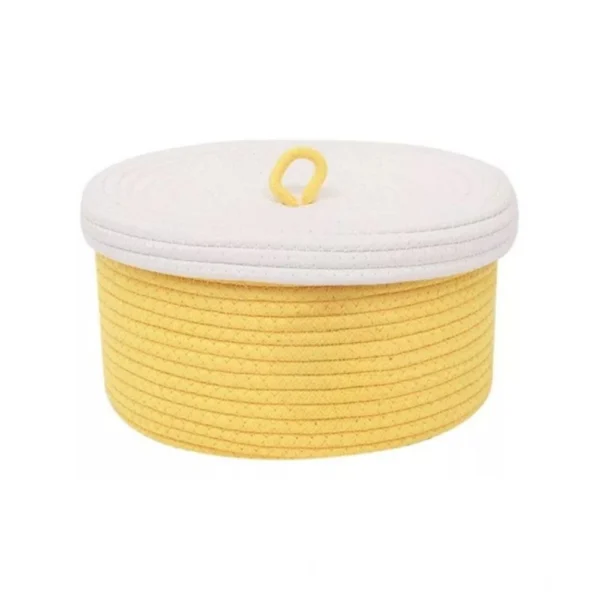 Cotton Box White Lid Inch Pack of 1 Storage Basket For Clothes (Yellow)